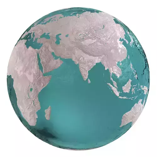 Earth Water 3D Globe Clay Shaded 