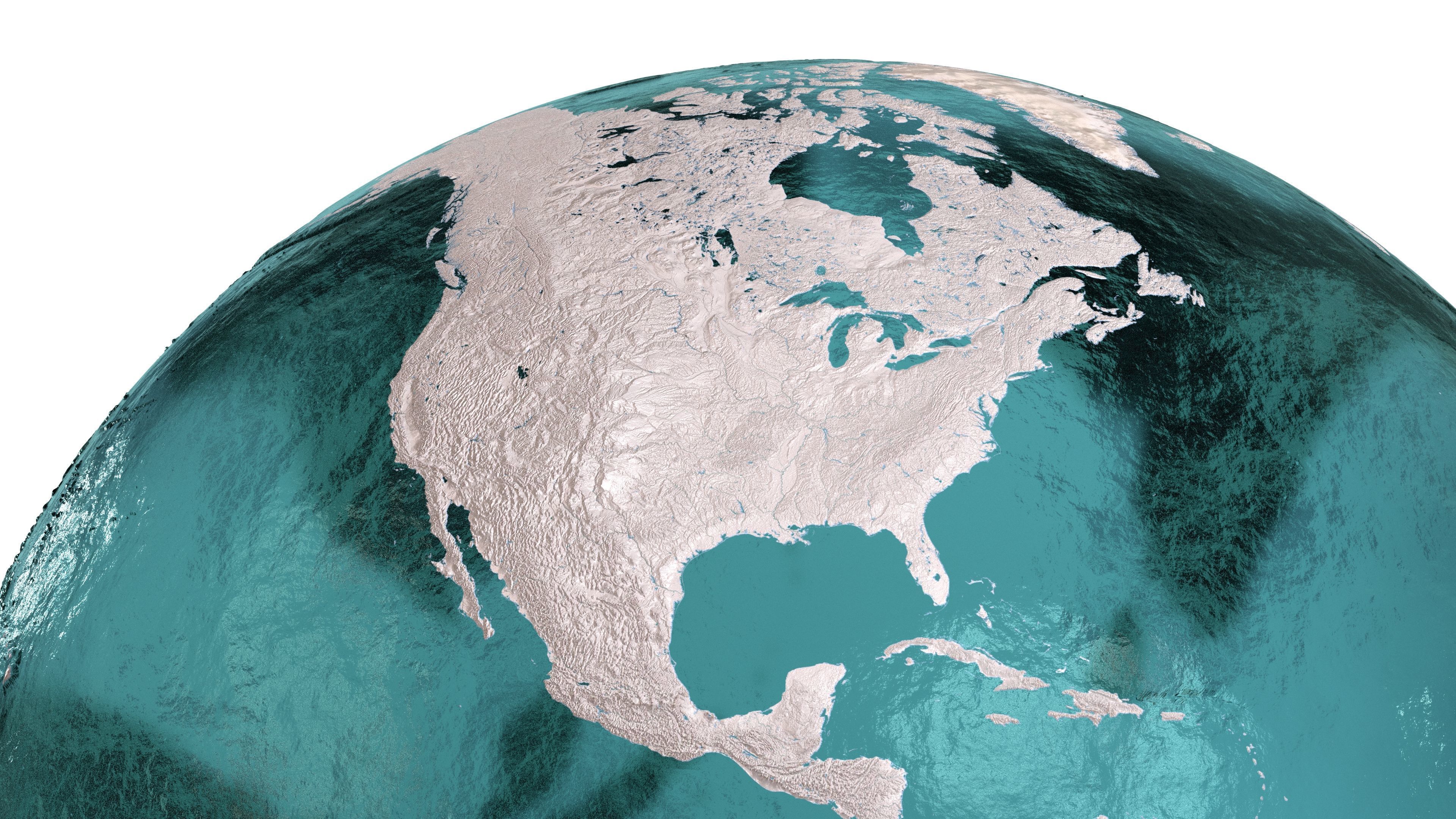 Earth Water 3D Globe Clay Shaded  Low-poly 3D model_7
