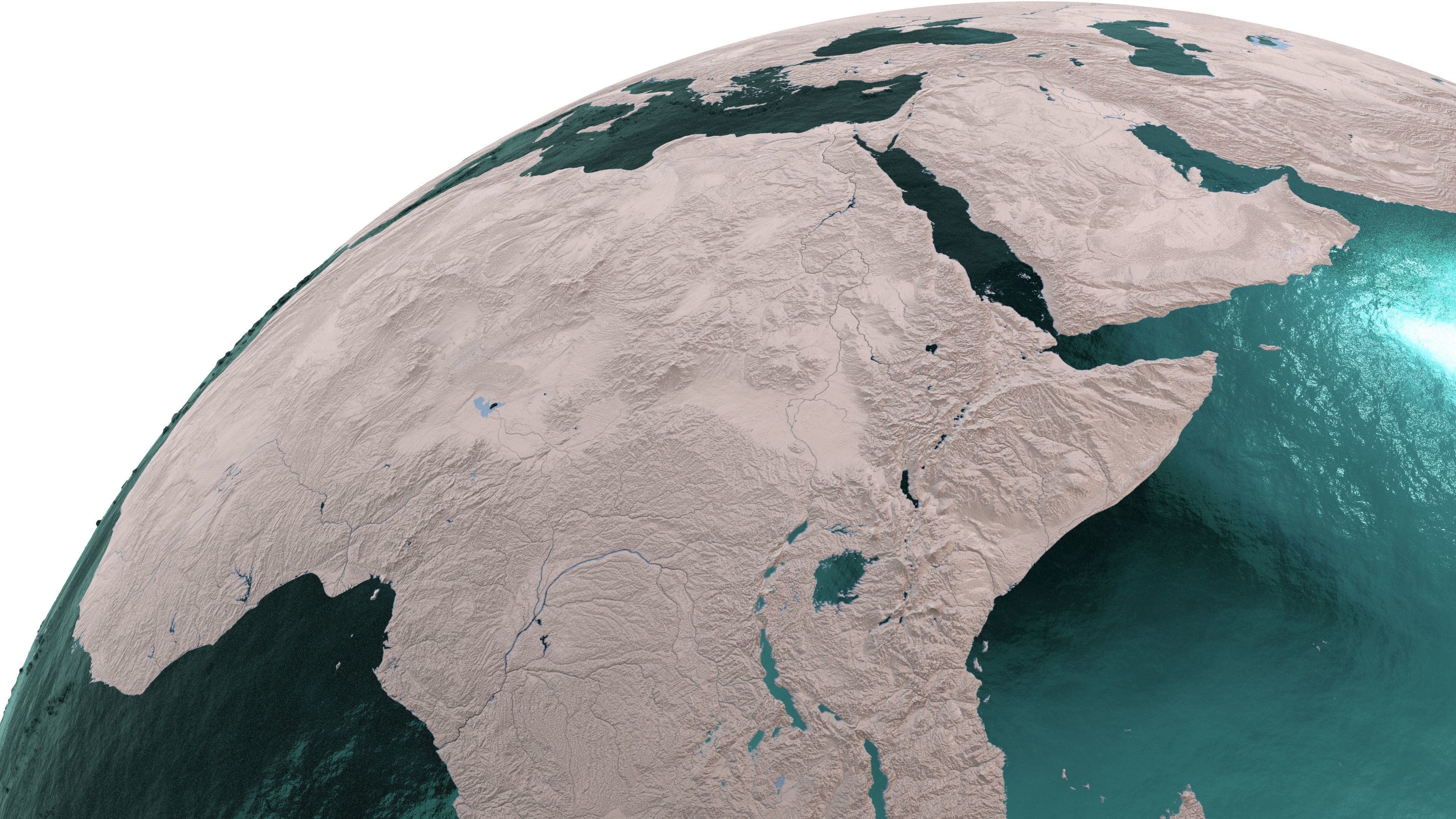 Earth Water 3D Globe Clay Shaded  Low-poly 3D model_9