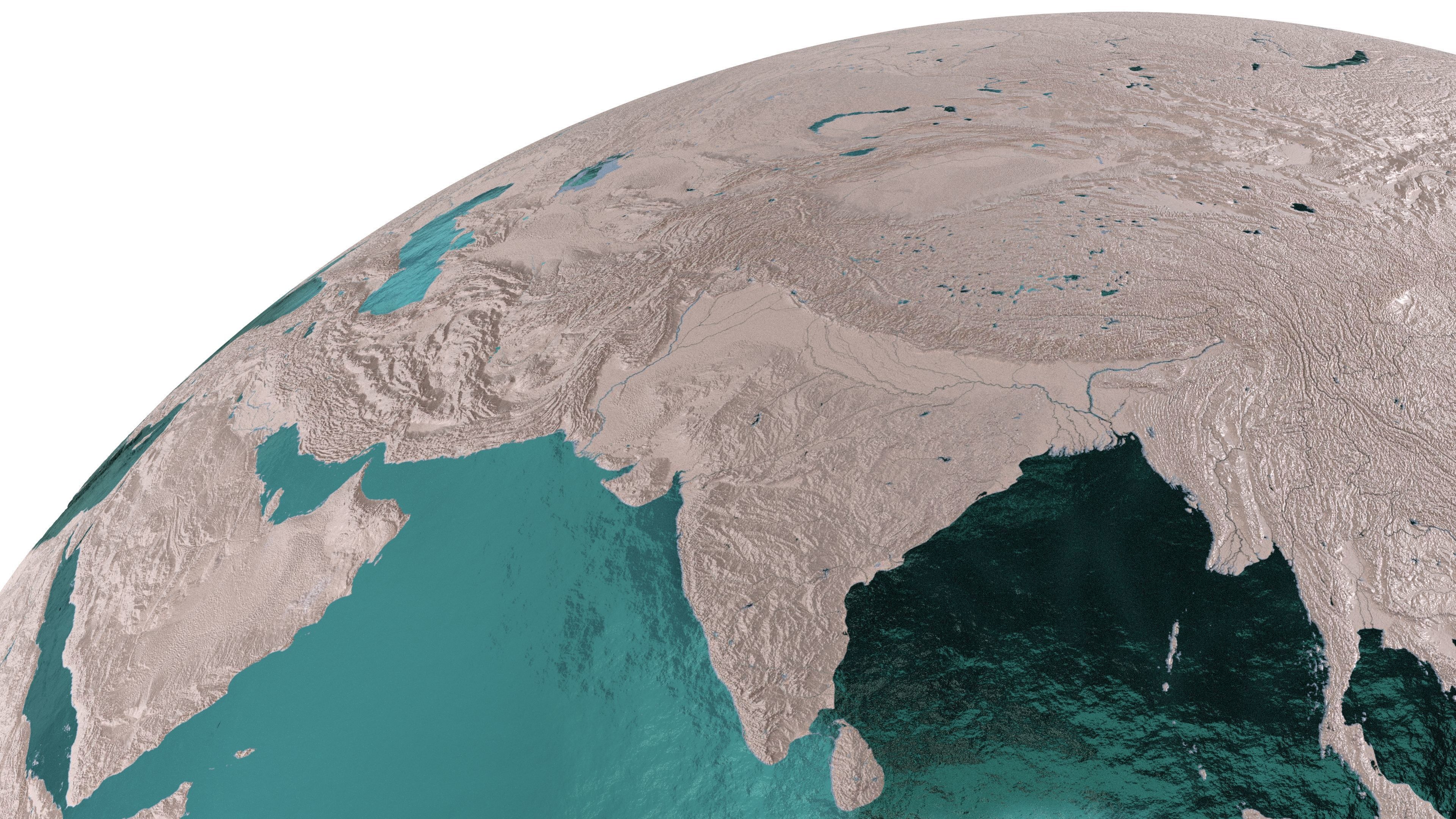 Earth Water 3D Globe Clay Shaded  Low-poly 3D model_10