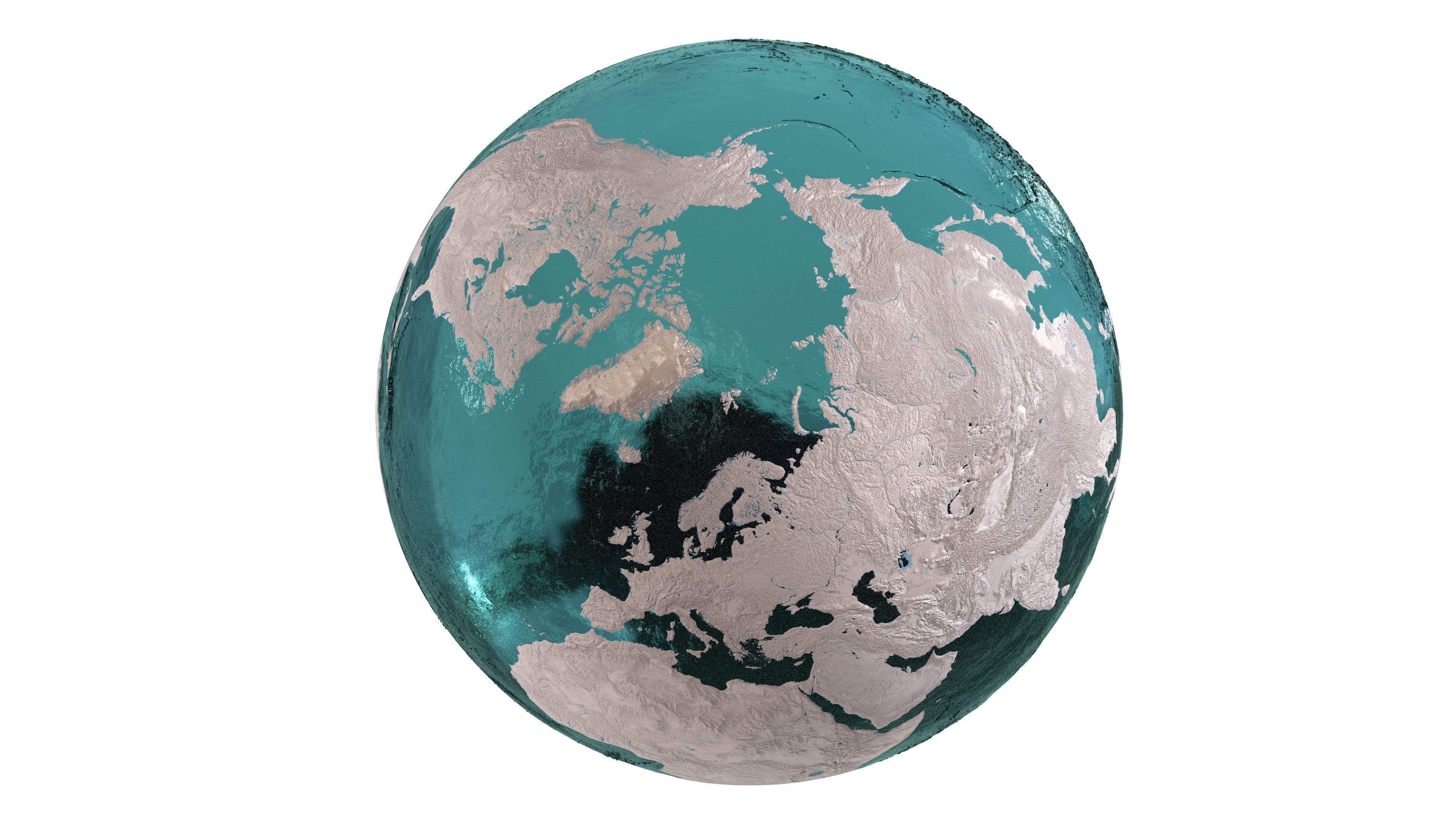 Earth Water 3D Globe Clay Shaded  Low-poly 3D model_6