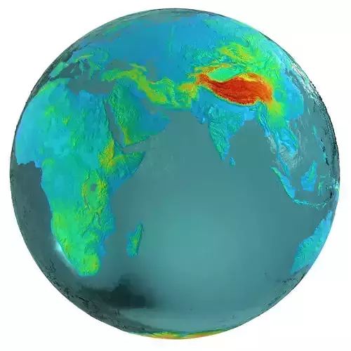 Earth Water 3D Globe Heightmap Shade 