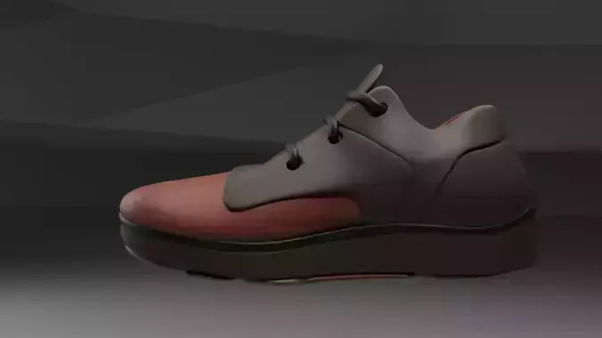 Modern Casual Leather Shoe Low Poly 3D Model