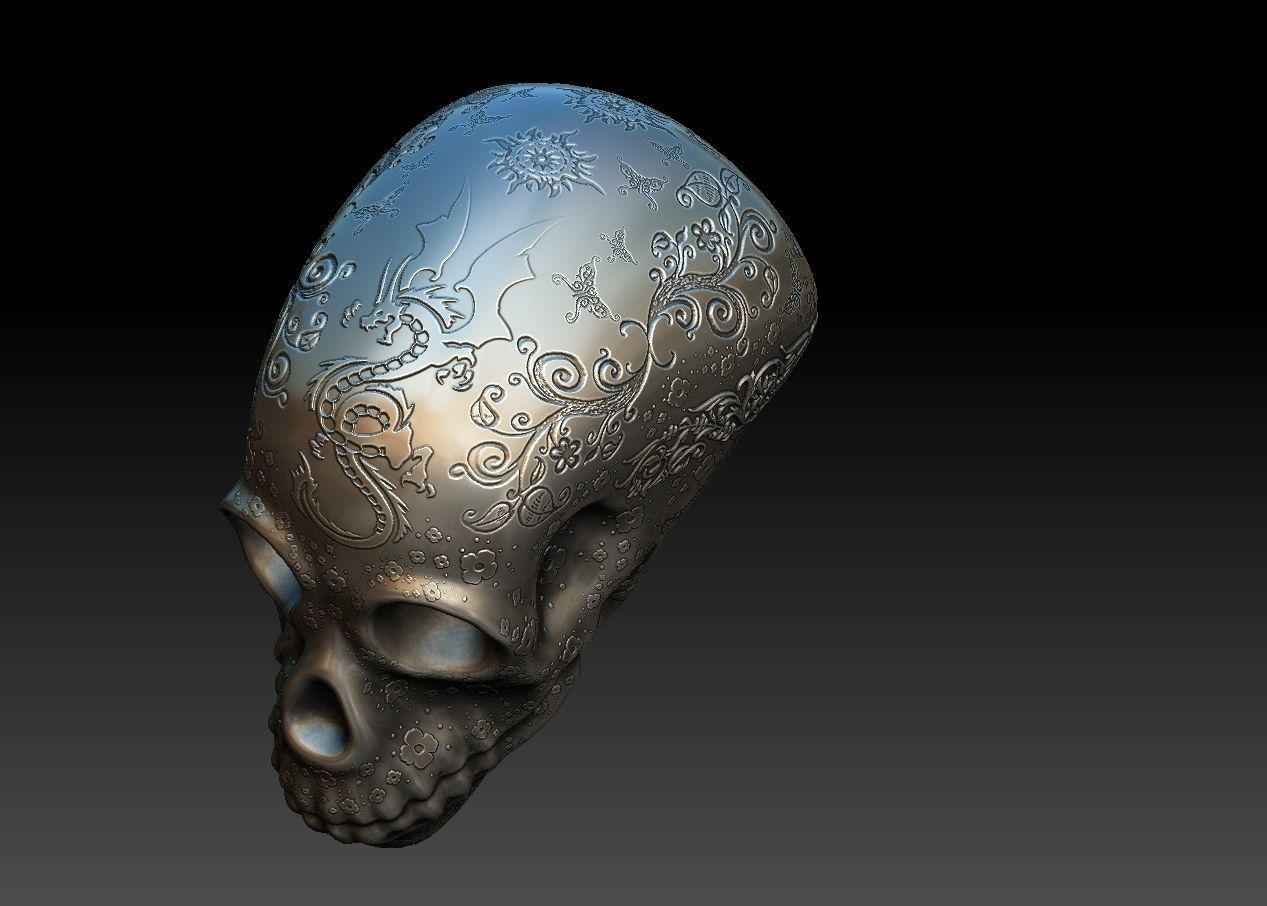 skull silver Low-poly 3D model_3