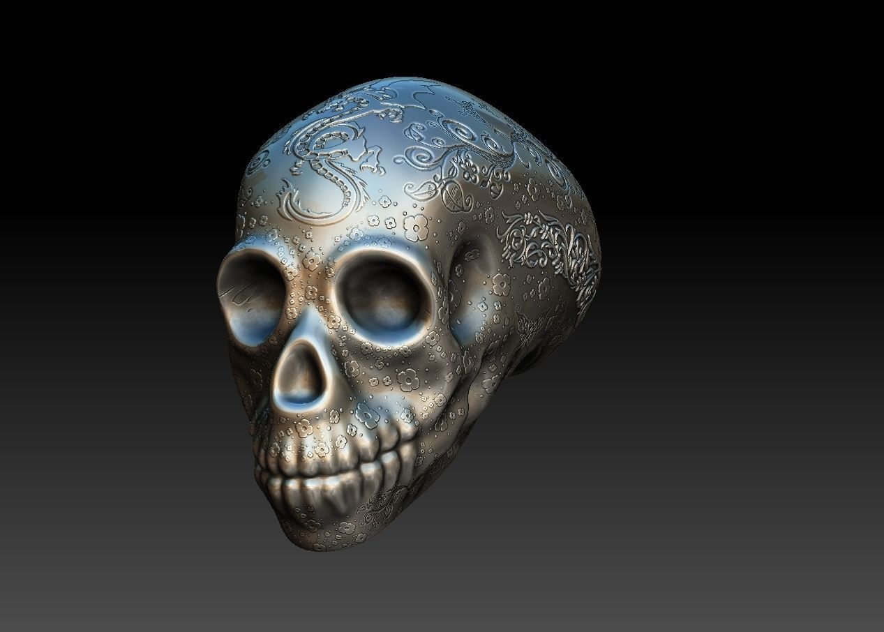 skull silver Low-poly 3D model_1