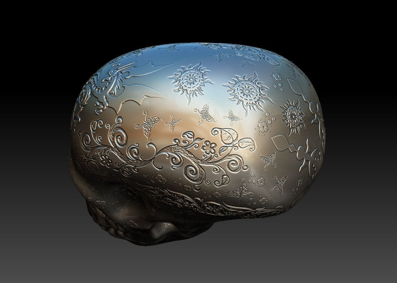 skull silver Low-poly 3D model_2