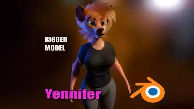 Yennifer Anthro Fox Low-poly 3D model