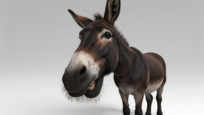 Rigged Donkey with 4k textures and animations 3D model