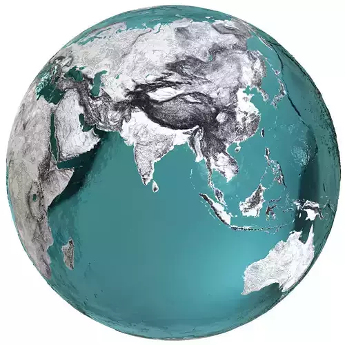 Earth Water 3D Globe Contours