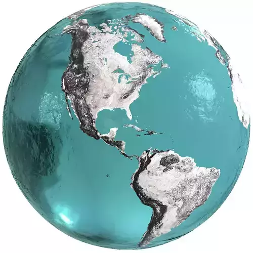 Earth Water 3D Globe Contours Full 