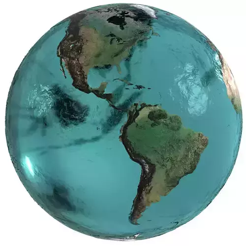 Earth Water 3D Globe Contours Map Low-poly 3D model