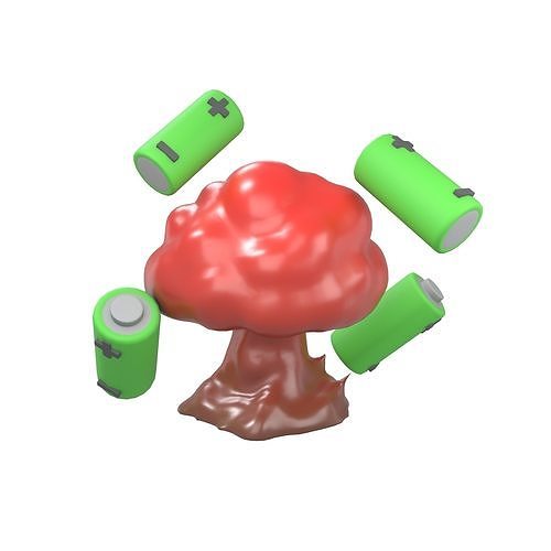 Battery Explosion Icon v1 002 Low-poly 3D model