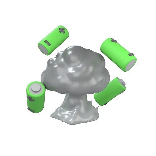 Battery Explosion Icon v1 003 Low-poly 3D model