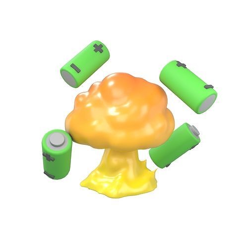 Battery Explosion Icon v1 004 Low-poly 3D model