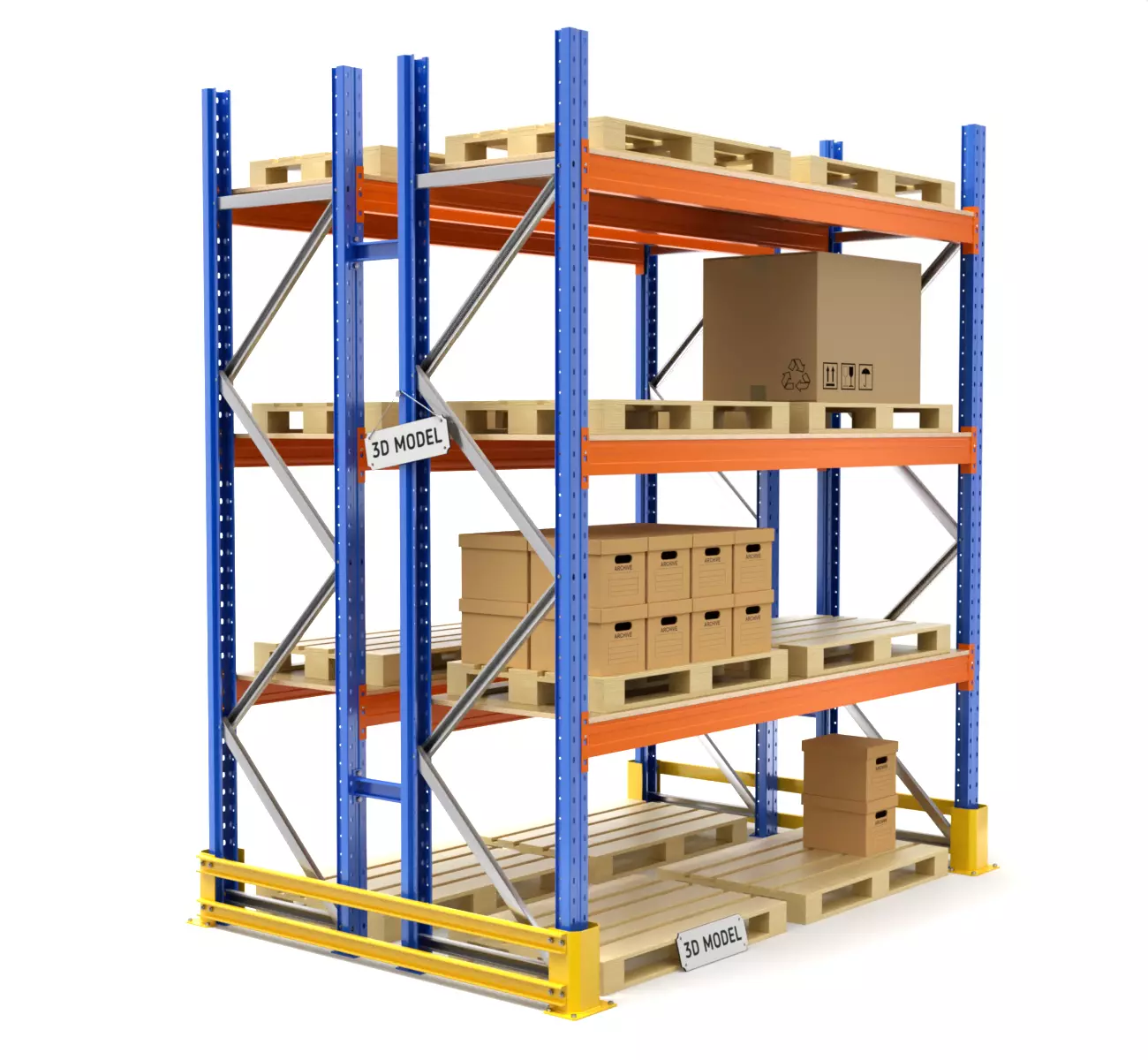 Pallet Racking System 3D model_0