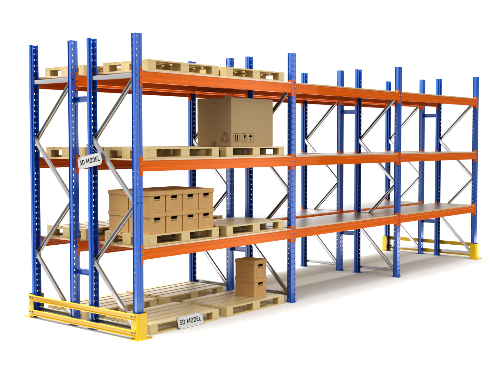 Pallet Racking System 3D model_3