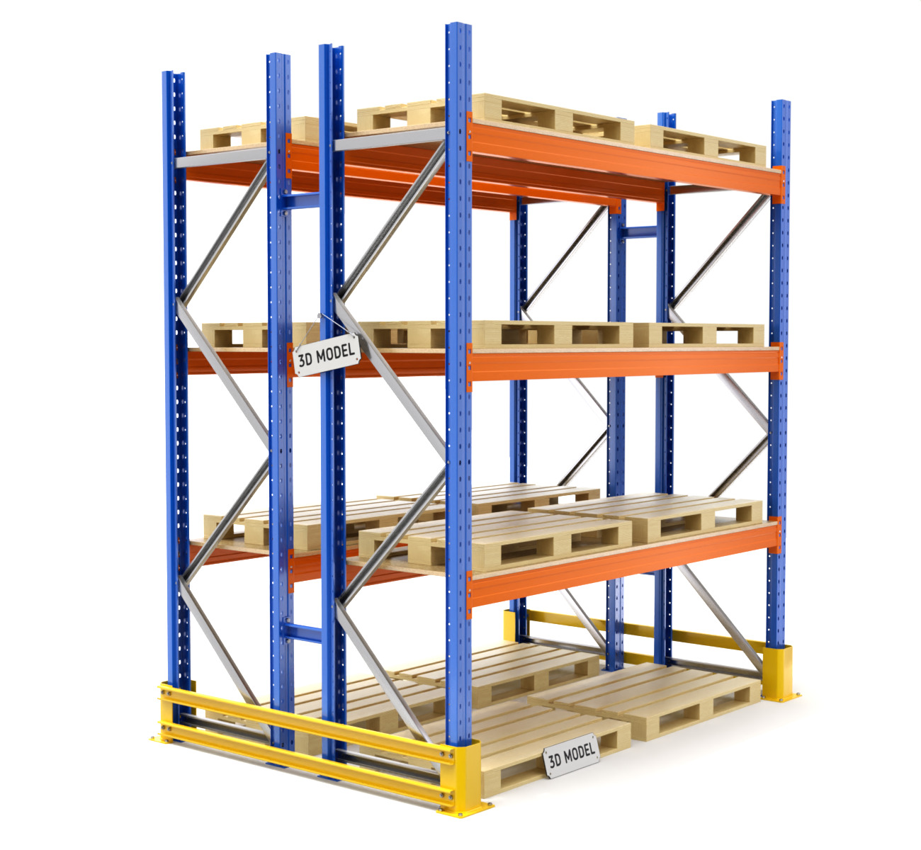 Pallet Racking System 3D model_1
