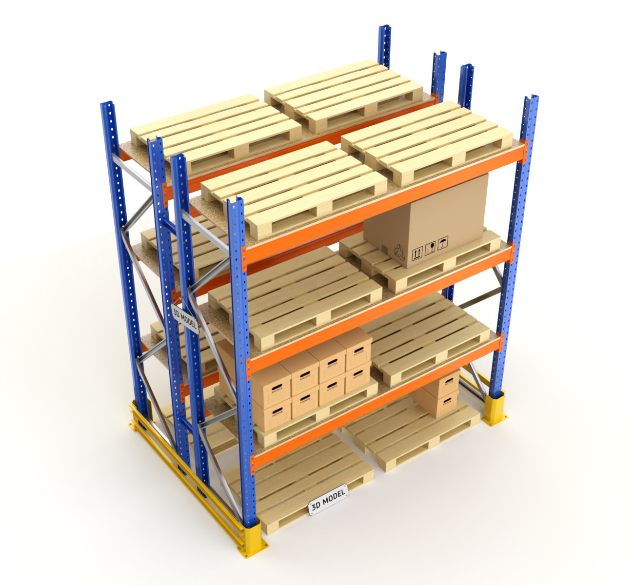 Pallet Racking System 3D model_2
