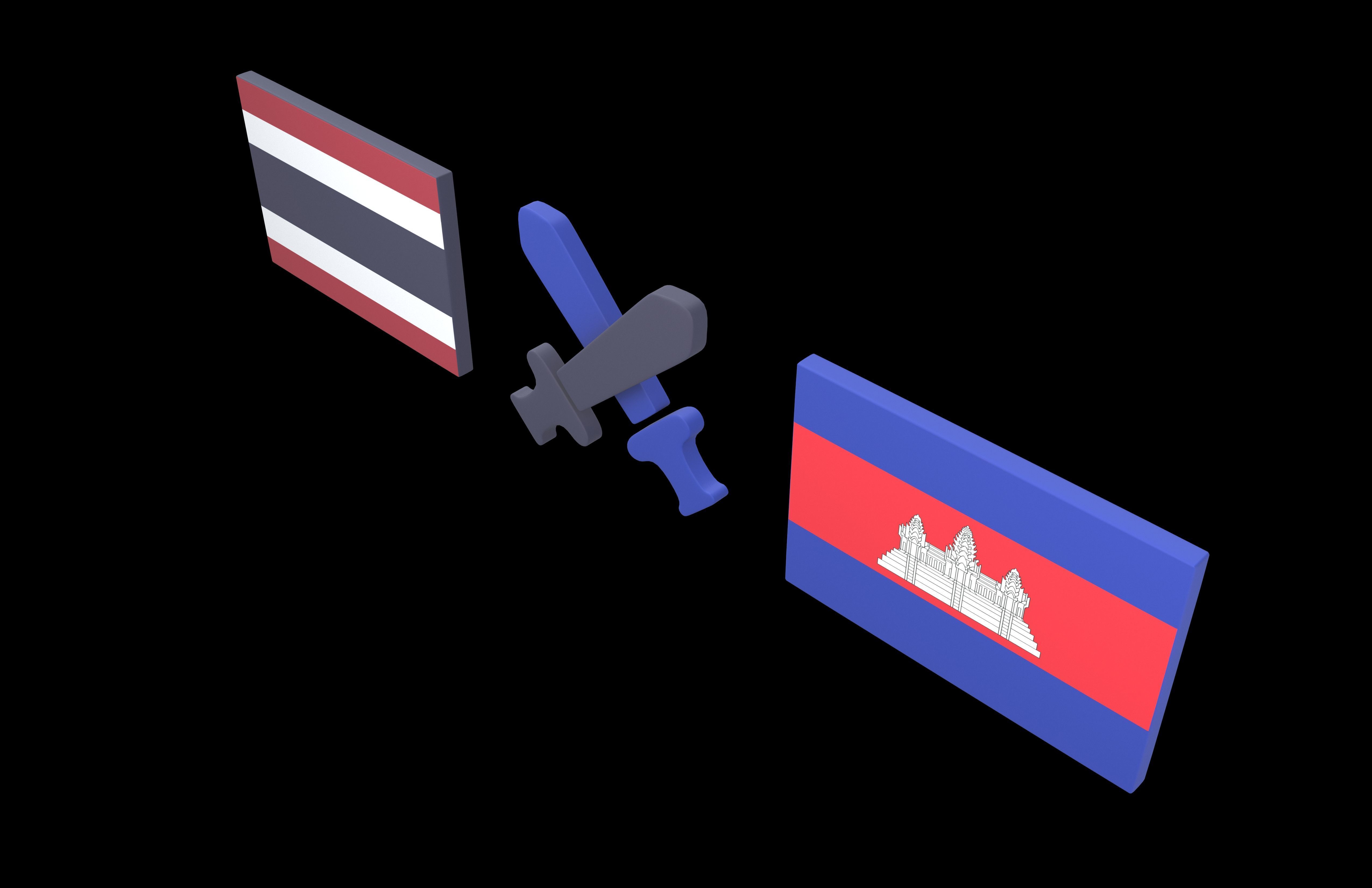 Thailand VS Cambodia War Icon v1 001 Low-poly 3D model_2