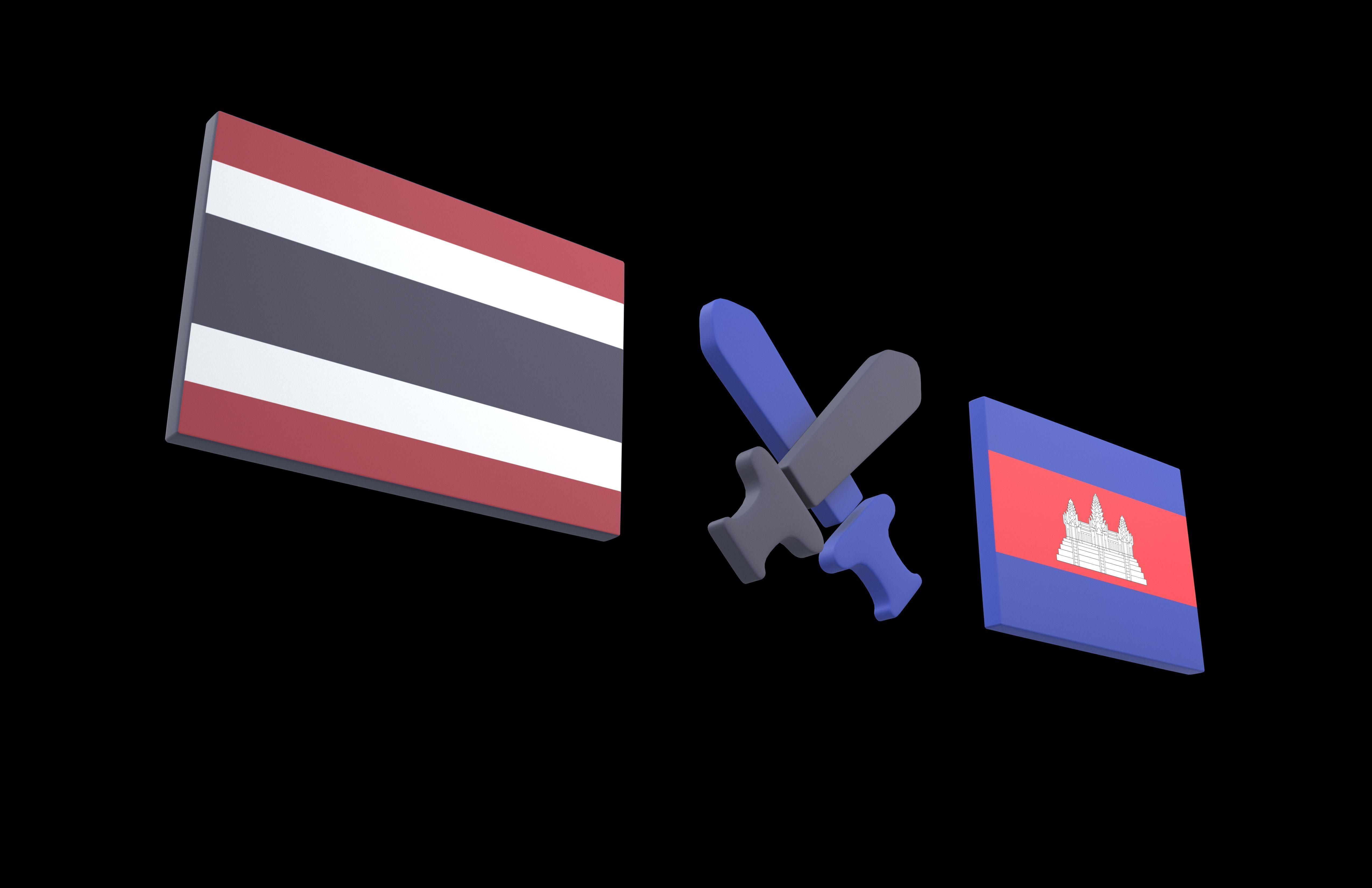 Thailand VS Cambodia War Icon v1 001 Low-poly 3D model_3