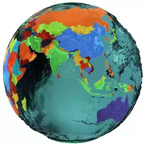  Earth Water 3D Globe Countries   Low-poly 3D model