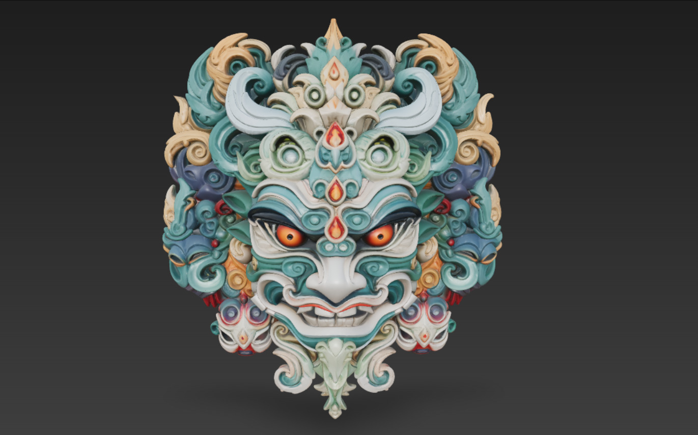 Mythical Beast Mask 3D model_4