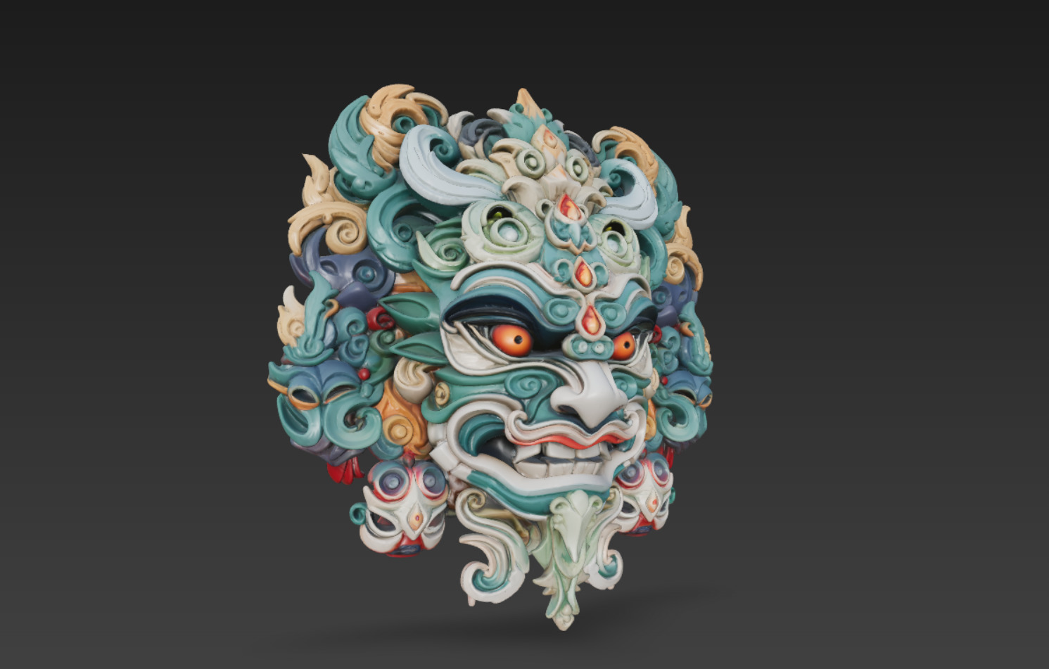 Mythical Beast Mask 3D model_2