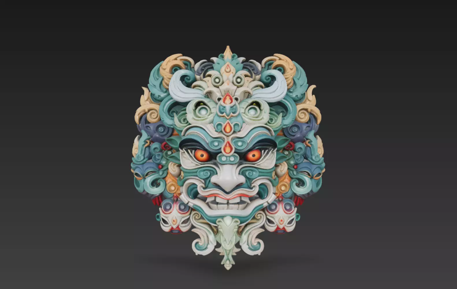 Mythical Beast Mask 3D model_0