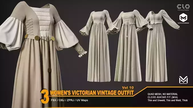 Women Victorian Vintage Outfit - VOL10