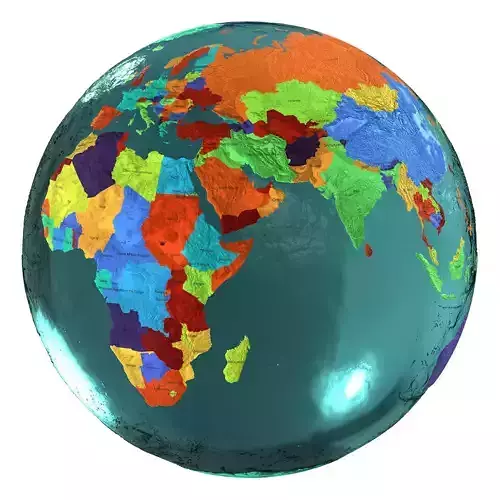 Earth Water 3D Globe Countries with Names Low-poly 3D model