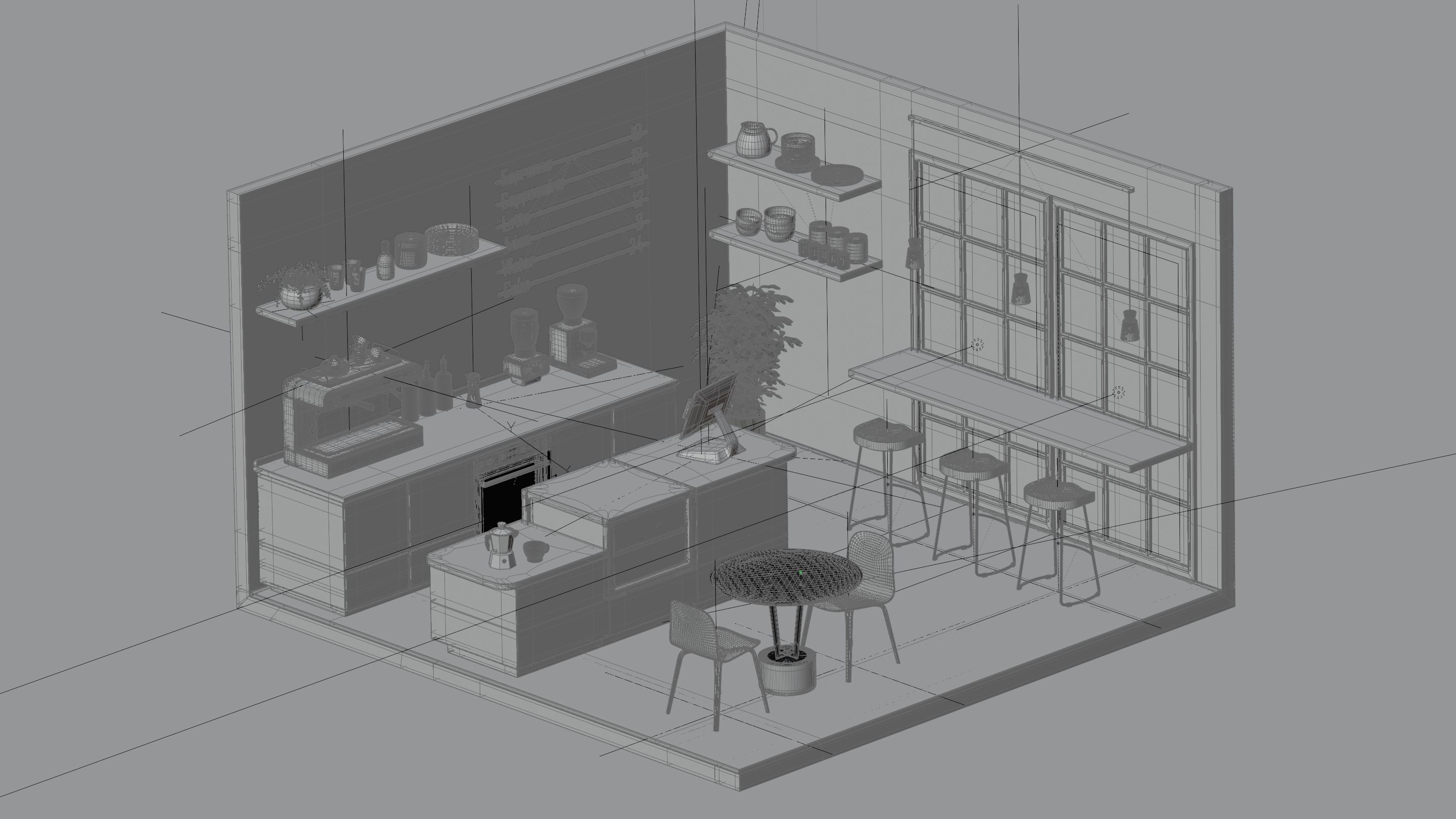 Cafe isometric 3D model_5