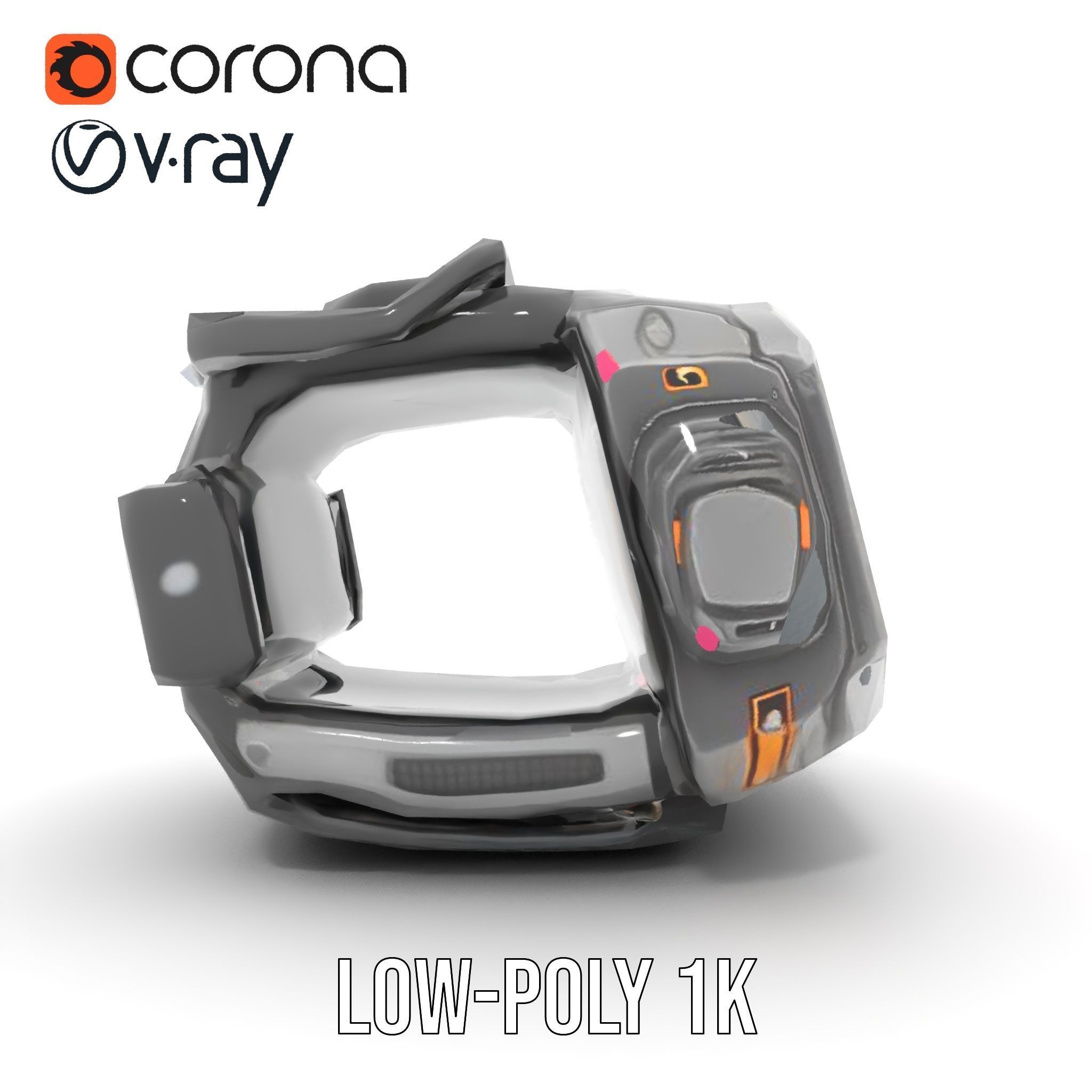 Futuristic Wrist Device Model Pack with Display Low-poly 3D model_12