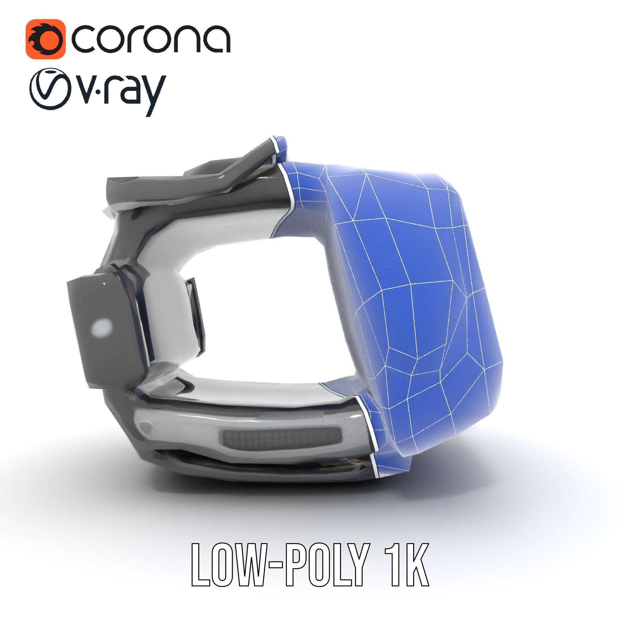Futuristic Wrist Device Model Pack with Display Low-poly 3D model_22