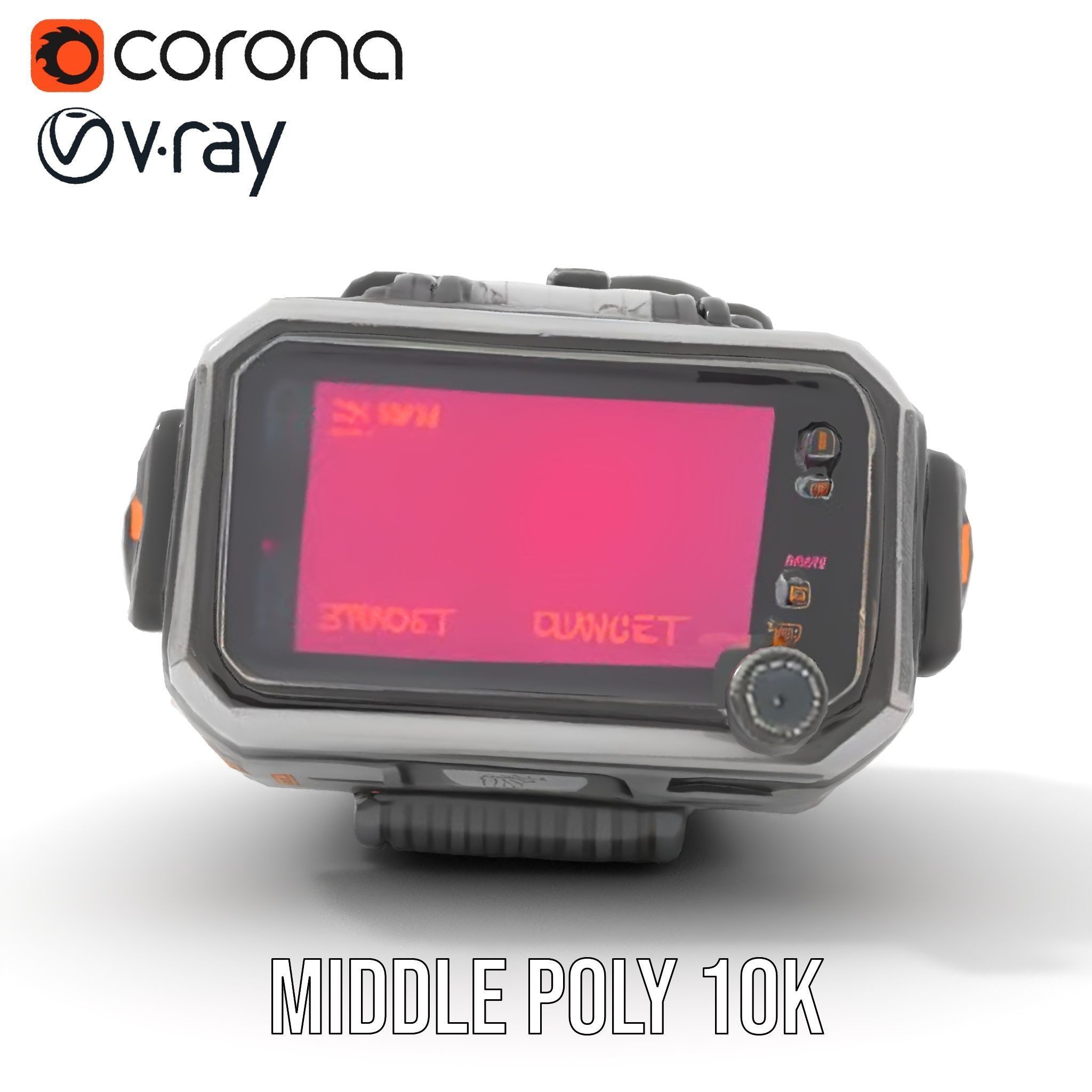 Futuristic Wrist Device Model Pack with Display Low-poly 3D model_11