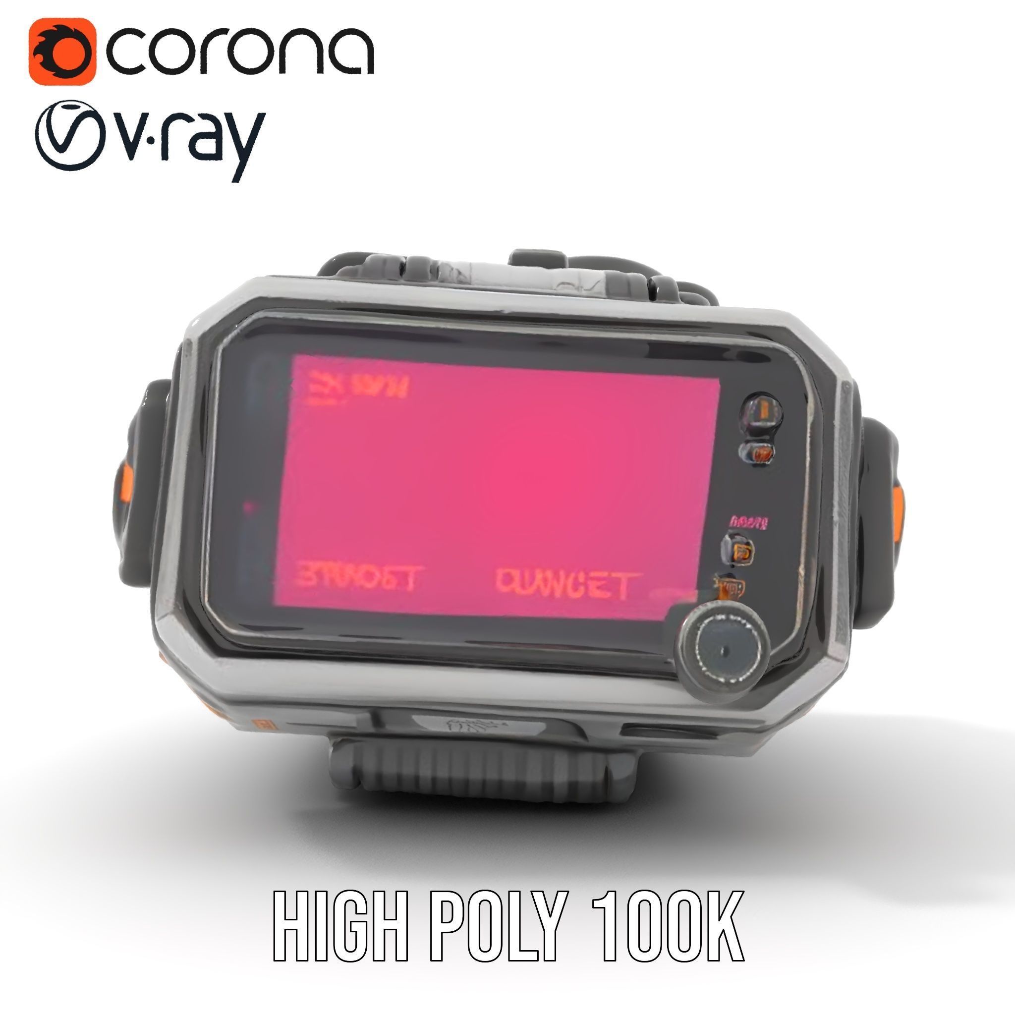 Futuristic Wrist Device Model Pack with Display Low-poly 3D model_31