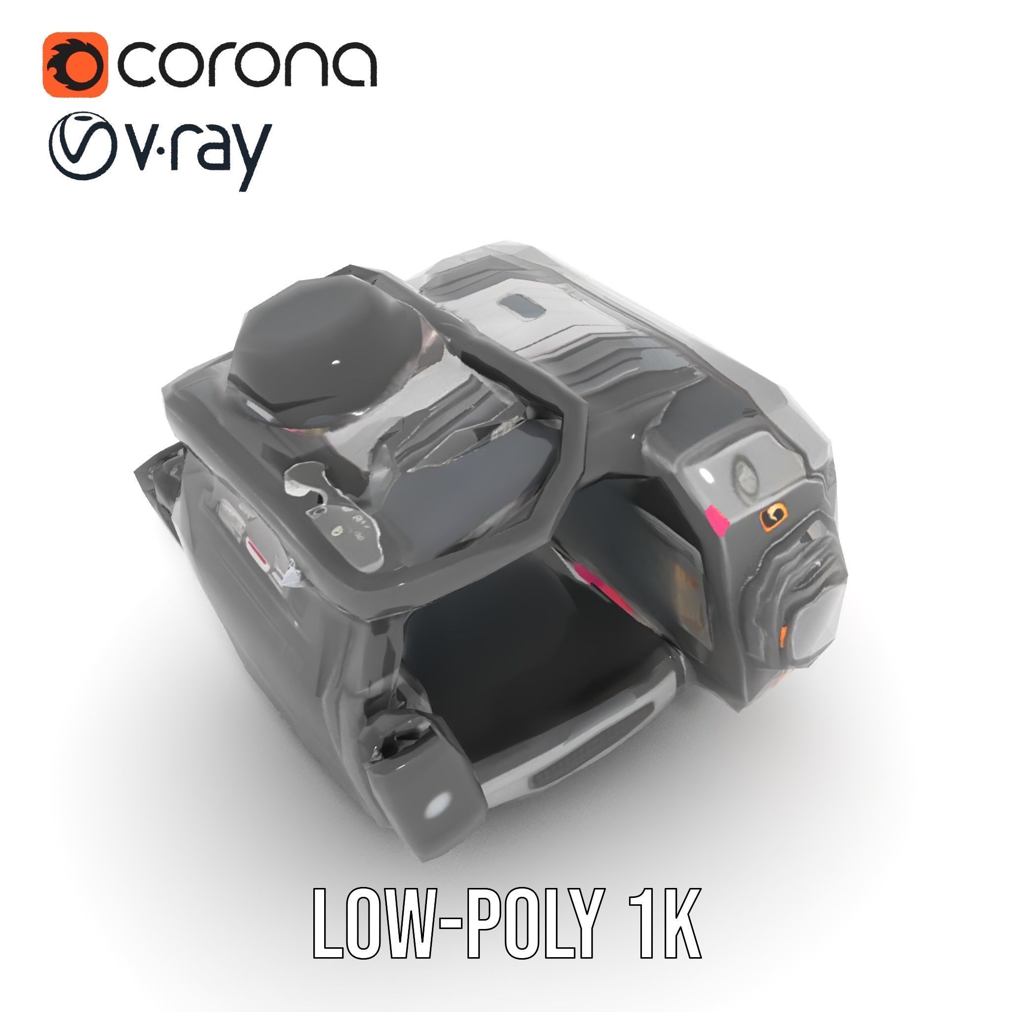 Futuristic Wrist Device Model Pack with Display Low-poly 3D model_14