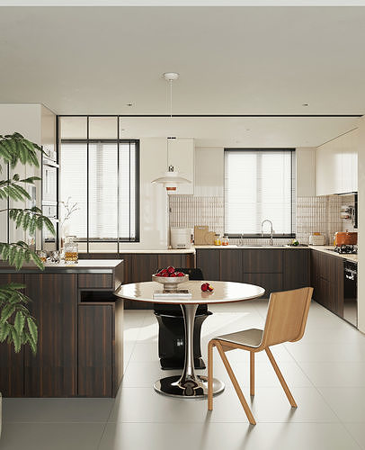 Scandinavian Style Kitchen and Dining Area 555 3D model