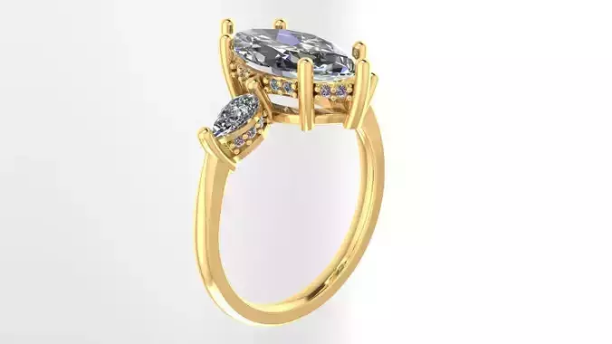 Diamond classic Ring to print 3 Sizes