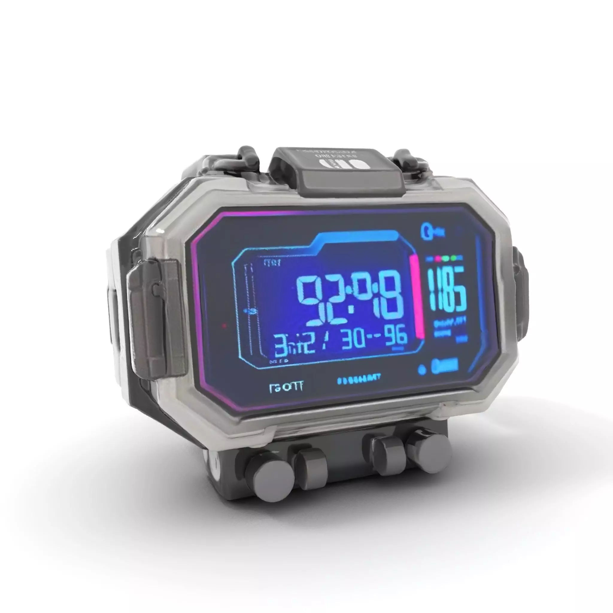 Futuristic Digital Watch Model Pack with HighDetail Display Low-poly 3D model_0