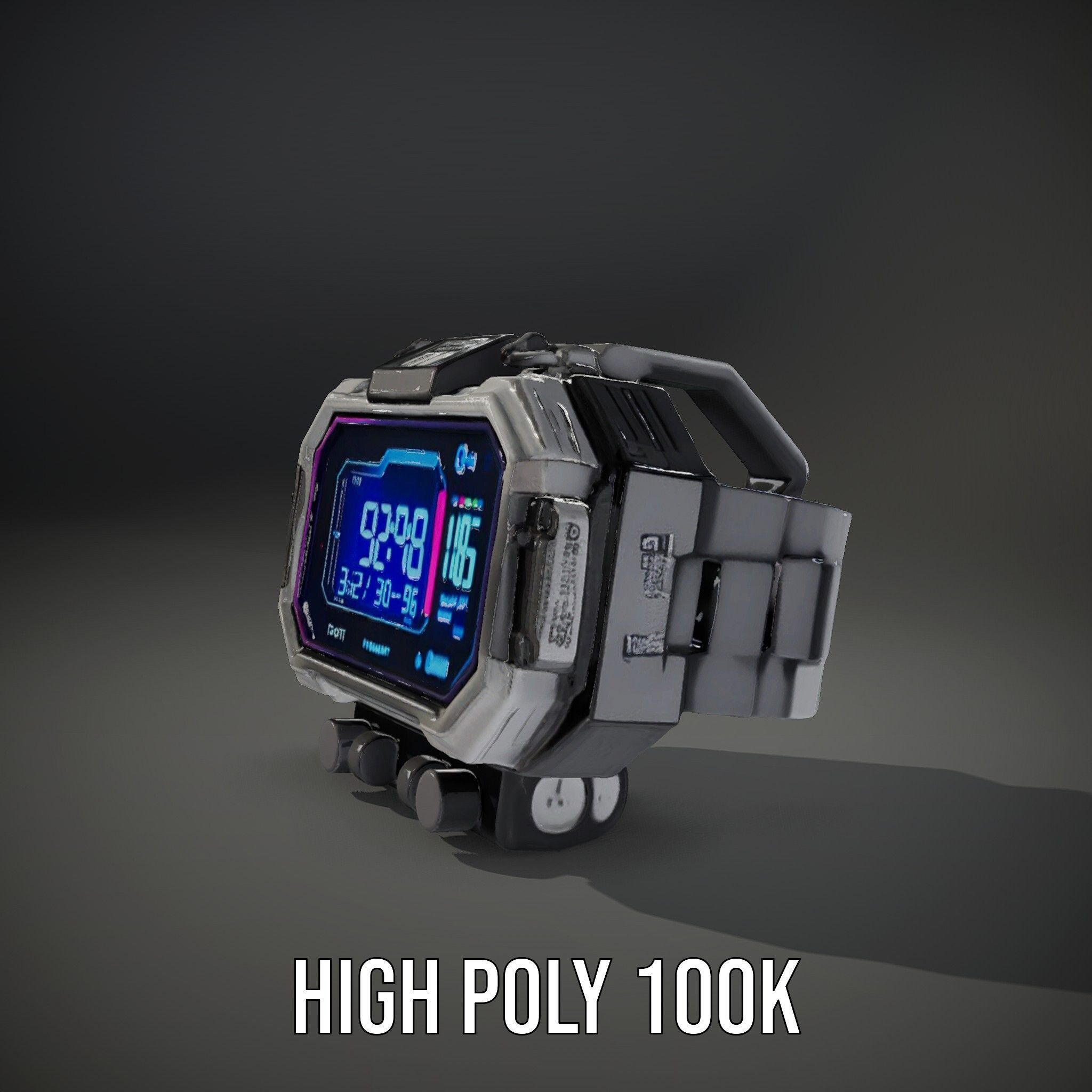 Futuristic Digital Watch Model Pack with HighDetail Display Low-poly 3D model_13