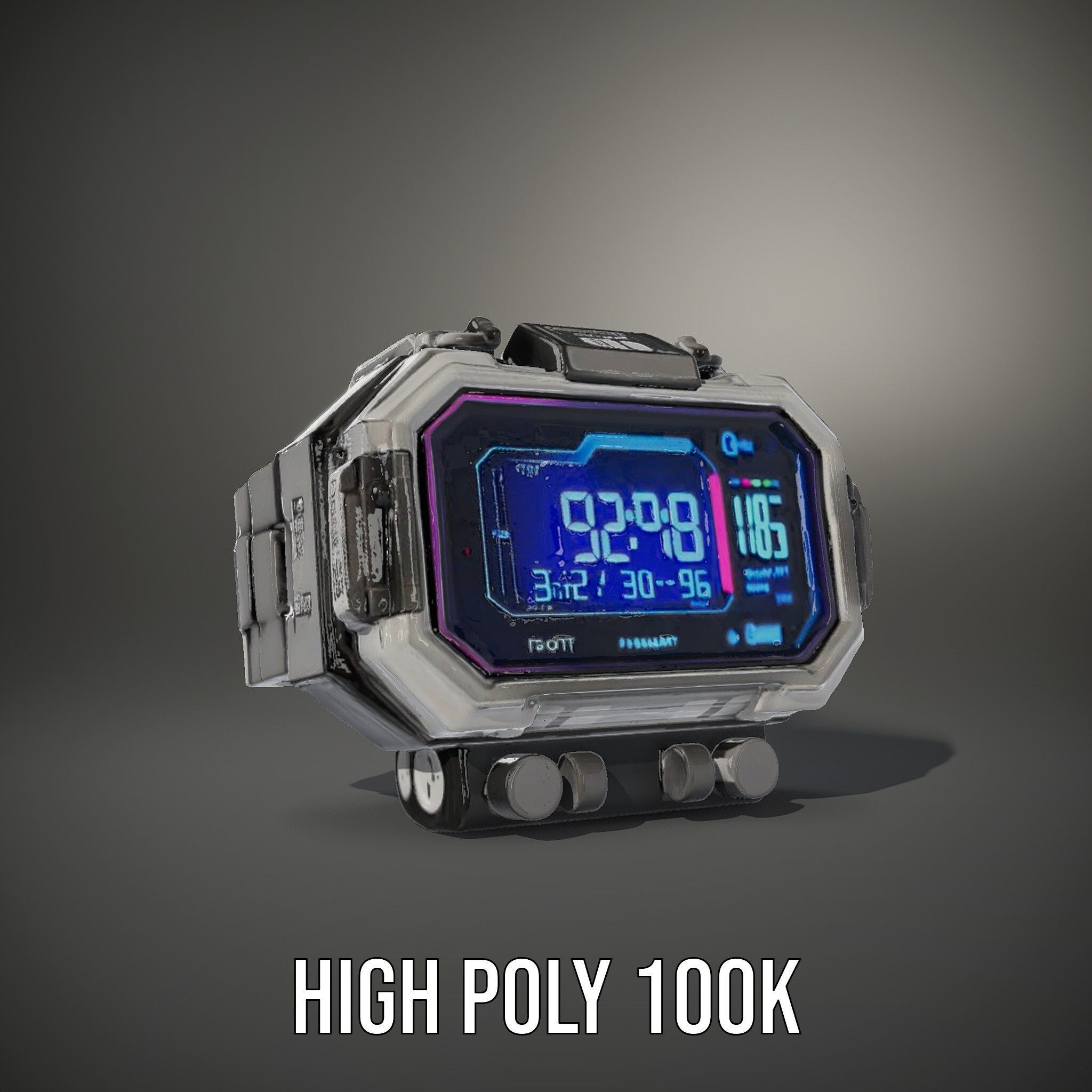 Futuristic Digital Watch Model Pack with HighDetail Display Low-poly 3D model_9