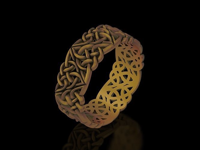 Triquetra Celtic knot eternity filigree carving ring gold silver 3D print model