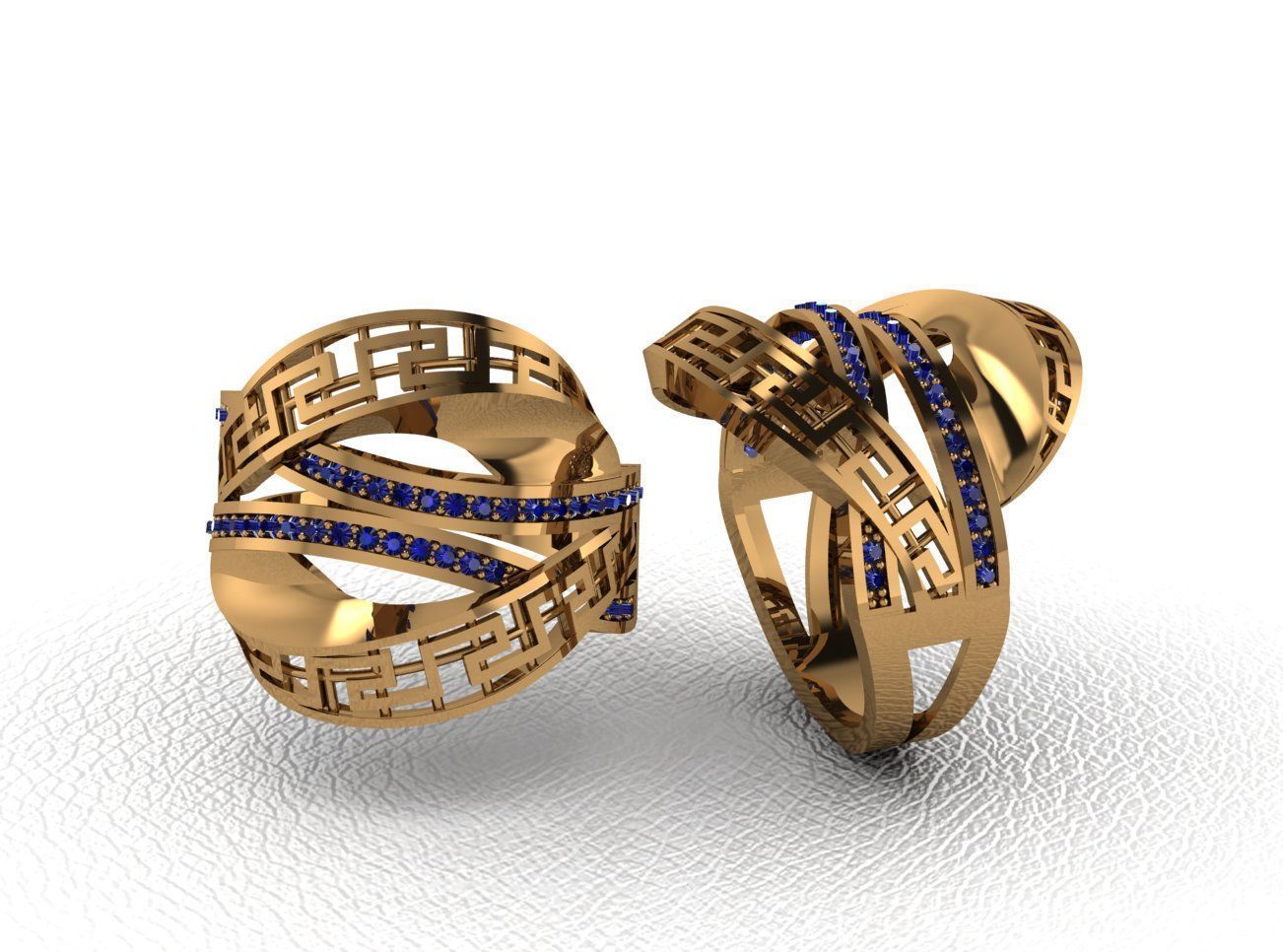Luxury Intertwined Gold Ring Design 3D print model_23