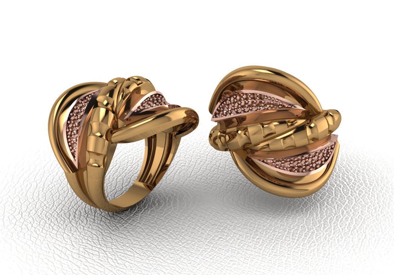 Luxury Intertwined Gold Ring Design 3D print model_42