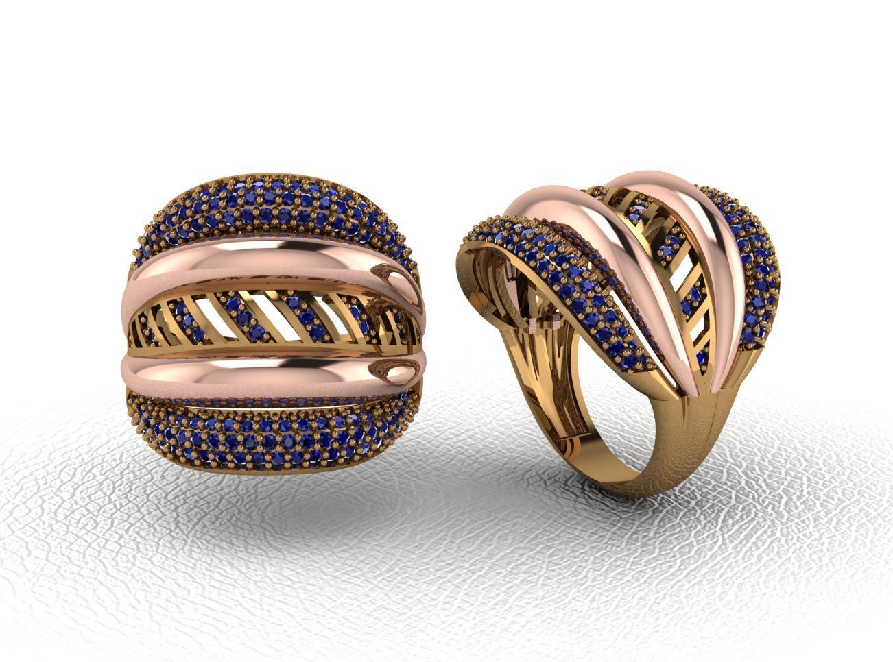 Luxury Intertwined Gold Ring Design 3D print model_17