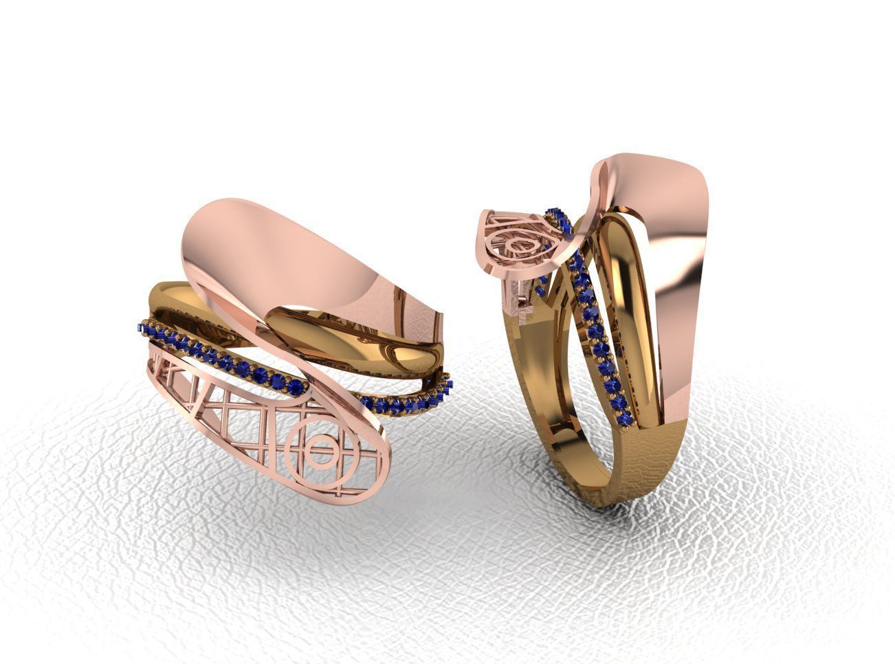 Luxury Intertwined Gold Ring Design 3D print model_21