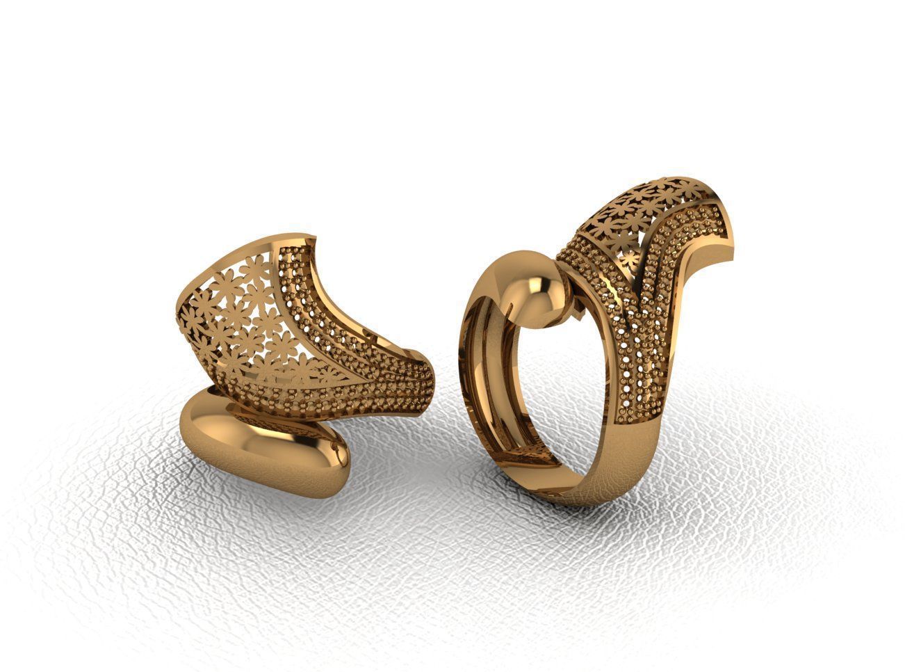 Luxury Intertwined Gold Ring Design 3D print model_4