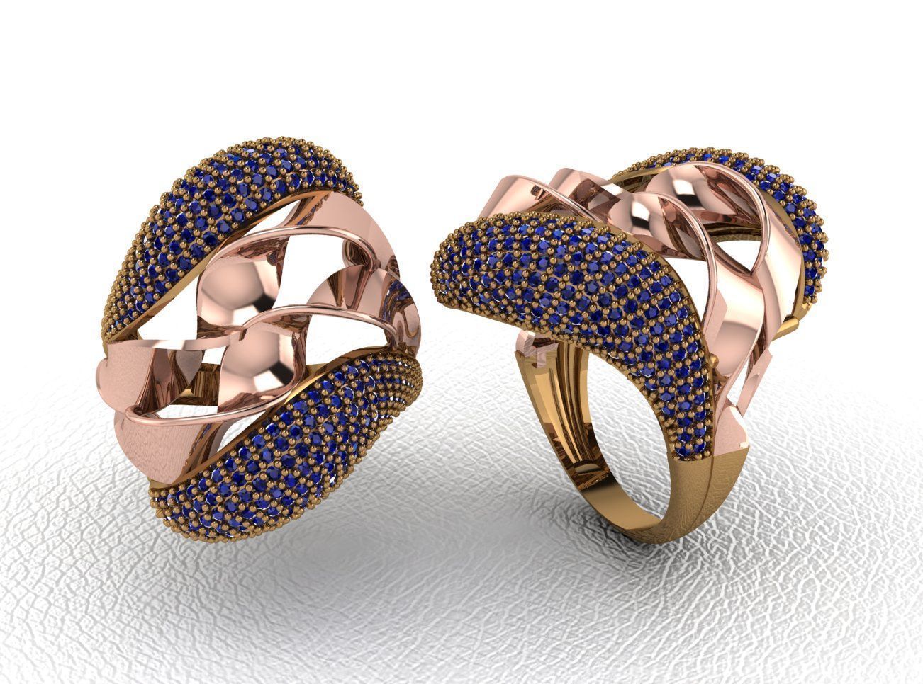 Luxury Intertwined Gold Ring Design 3D print model_18