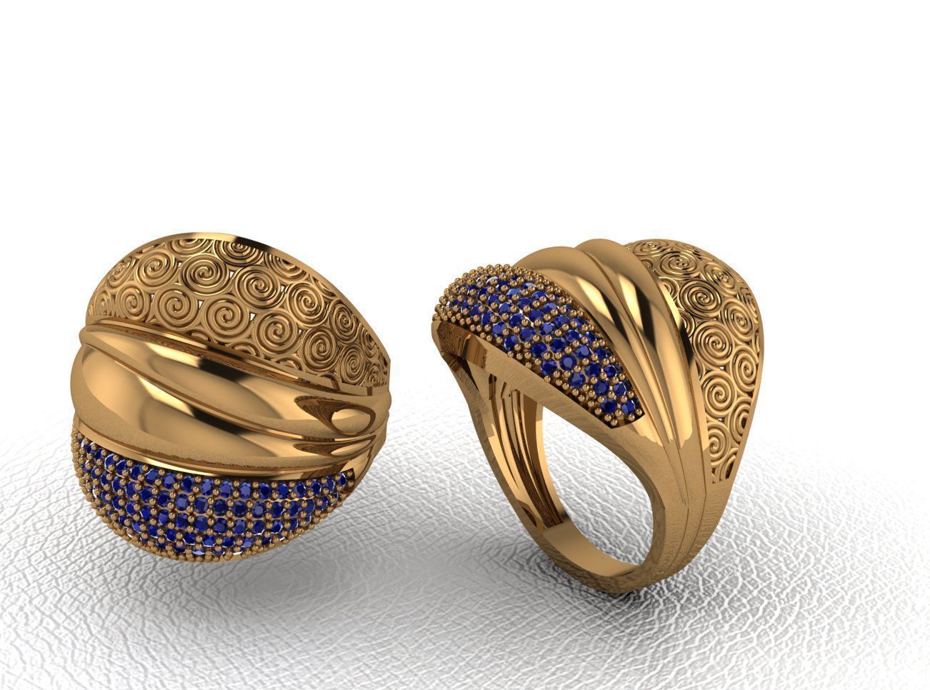 Luxury Intertwined Gold Ring Design 3D print model_10