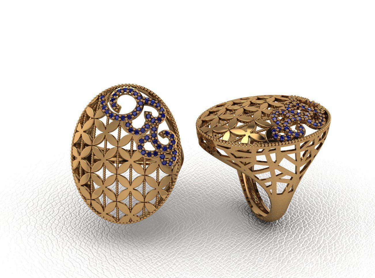 Luxury Intertwined Gold Ring Design 3D print model_3